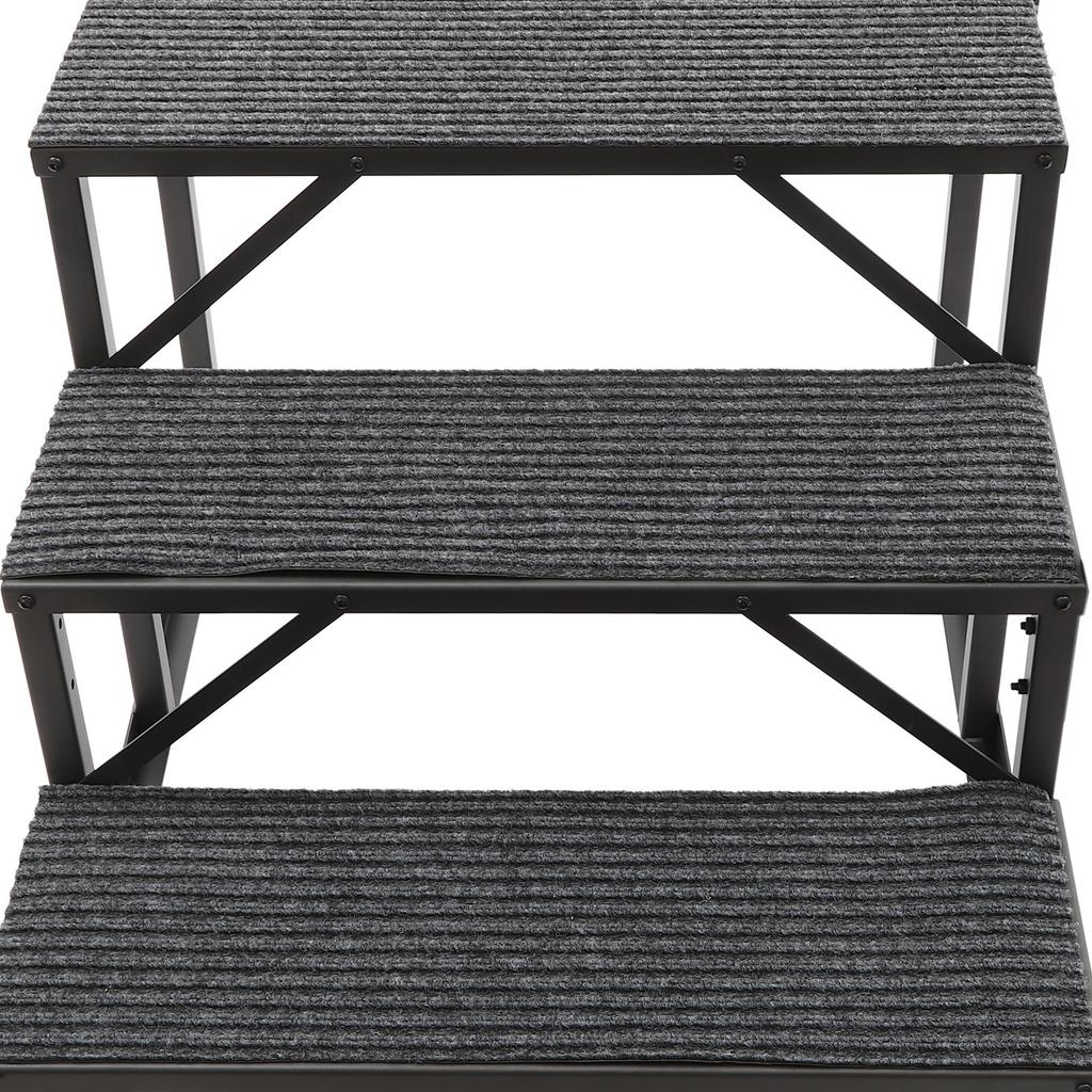 Portable Step Stool 3-Step with Handrail 450lbs Load Steel Folding Ladder for Travel Trailer Porch
