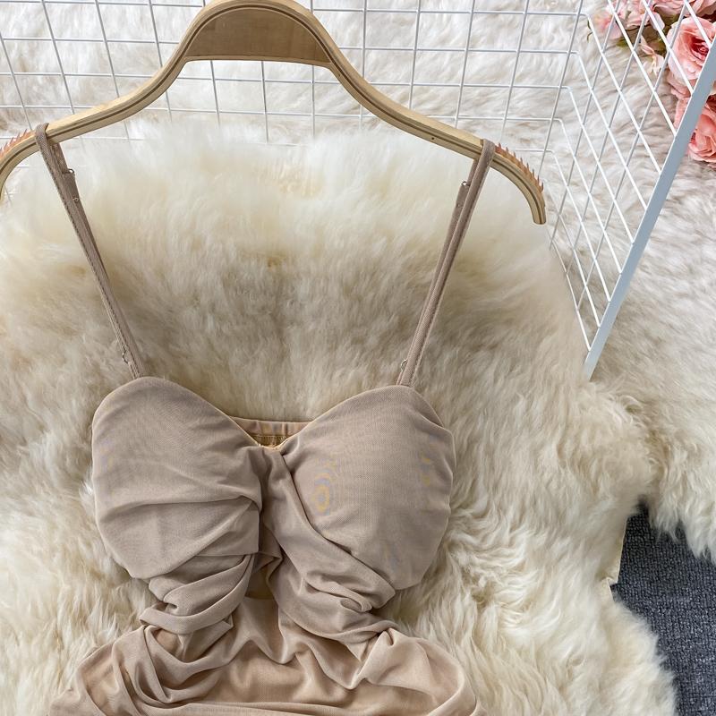 RUGOD Sexy Hot Girl Backless Suspender Dress Women's 2022 New Summer Blue Tight Hip Short Dress