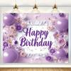 2D Pastel Purple Flower Balloon Backdrop for Elegant Female Birthday Portrait Photoshoot