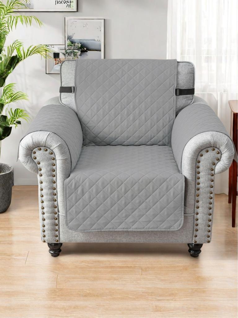 Quilted Armchair Sofa Cover Solid Color Non-Slip Anti-Wear Recliner Sofa Slipcover Solid Color Couch Cushion For Living Room