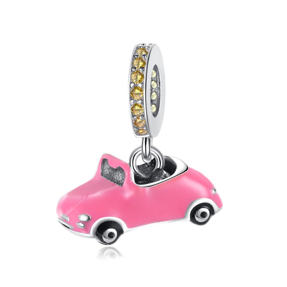 Sweet 925 Silver Car Charms Bicycle Pumpkin Carriage Ring Beads Pendant Fit Bracelet Necklace DIY Jewelry Gift