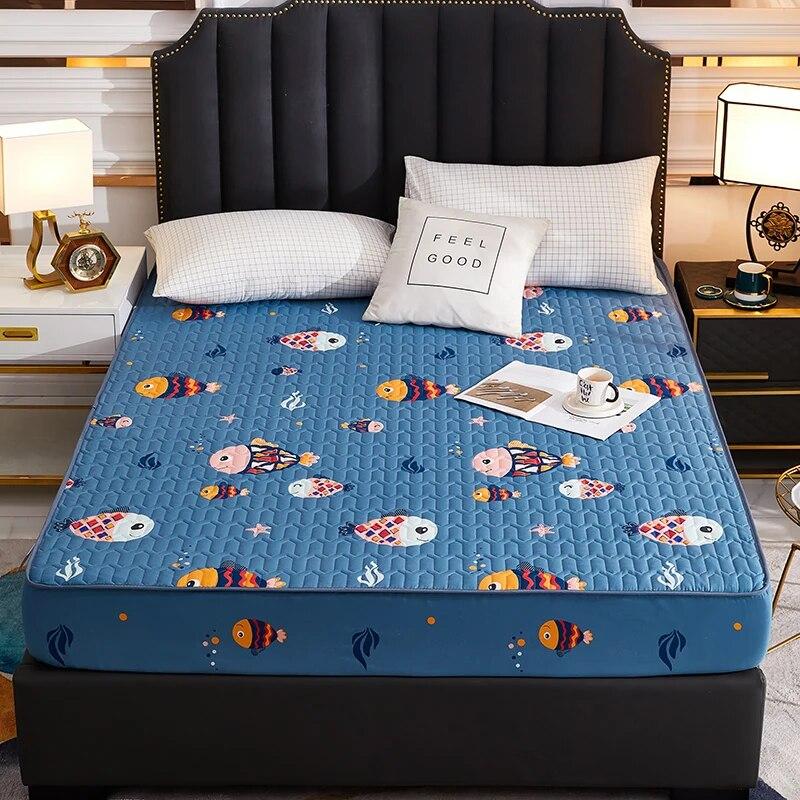 Waterproof Cartoon Printed Bed Sheet Thicken Bed Cover Durable and Skin-Friendly Mattress Protector,150x200 180x200 200x220