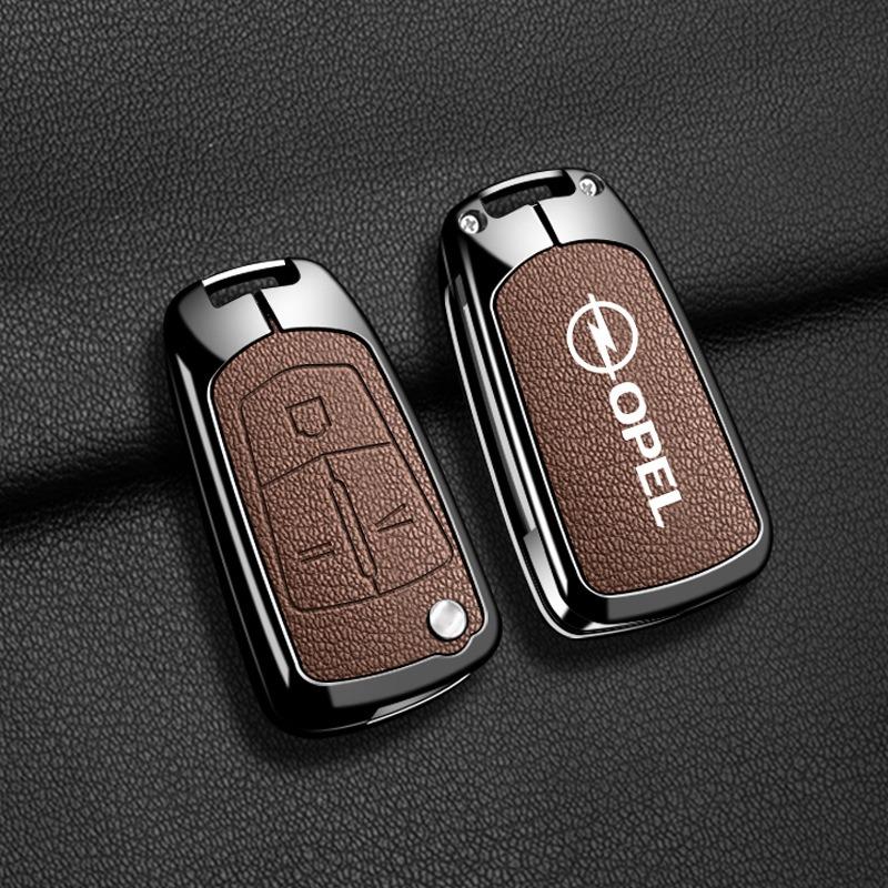 Funda Carcasa de Metal y Cuero para Llave de Coche Para Opel OPC Vauxhall Astra Corsa Insignia Mokka Encore Vectra Zafira Meriva Accesorios