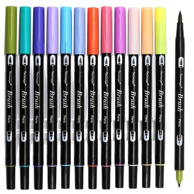 Dual Brush Pen Art Markers, Dainayw Primary 12er-Pack, ABT Brush und Fine Tip Markers für die Erstellung von Journaling-Karten