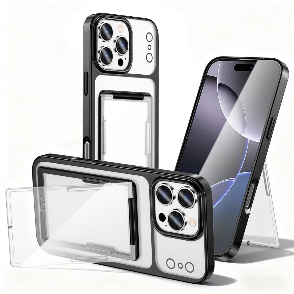For IP16PROMAX Card Holder Holder Mobile Phone Case IP15PROMAX Instantly Changes To 17 Electroplated All-inclusive PC Protective Case
