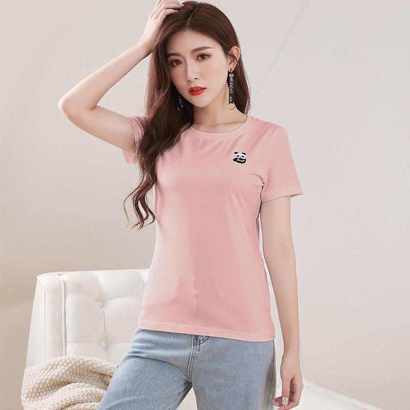 Spring New Short-sleeved Ins Korean Version T-shirt Girls Round Neck Casual Printed Tops Fashionable and Cute Women's Clothing