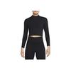 Solid Color Short Slim Fit Mock Neck Long Sleeve T-Shirt Women Tops Black DR2204-010
