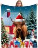 African American Black Santa Claus Throw Blanket, Christmas Snowflake Xmas Gifts Winter Holiday, Soft Plush Flannel Fleece for