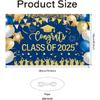 Congrats Class of 2025 Banner Blue Gold Graduation Decorations - Large 2025 Graduation Photo Backdrop, Navy Blue Congratulations Banner Grad Party