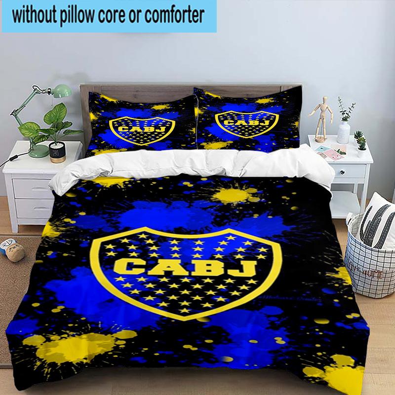 3pcs Boca Juniors Football Club Design Bedding Set Duvet Cover Closure Includes 1 Duvet Cover & 2 Pillowcases Bedding Sets Home Decor Gifts