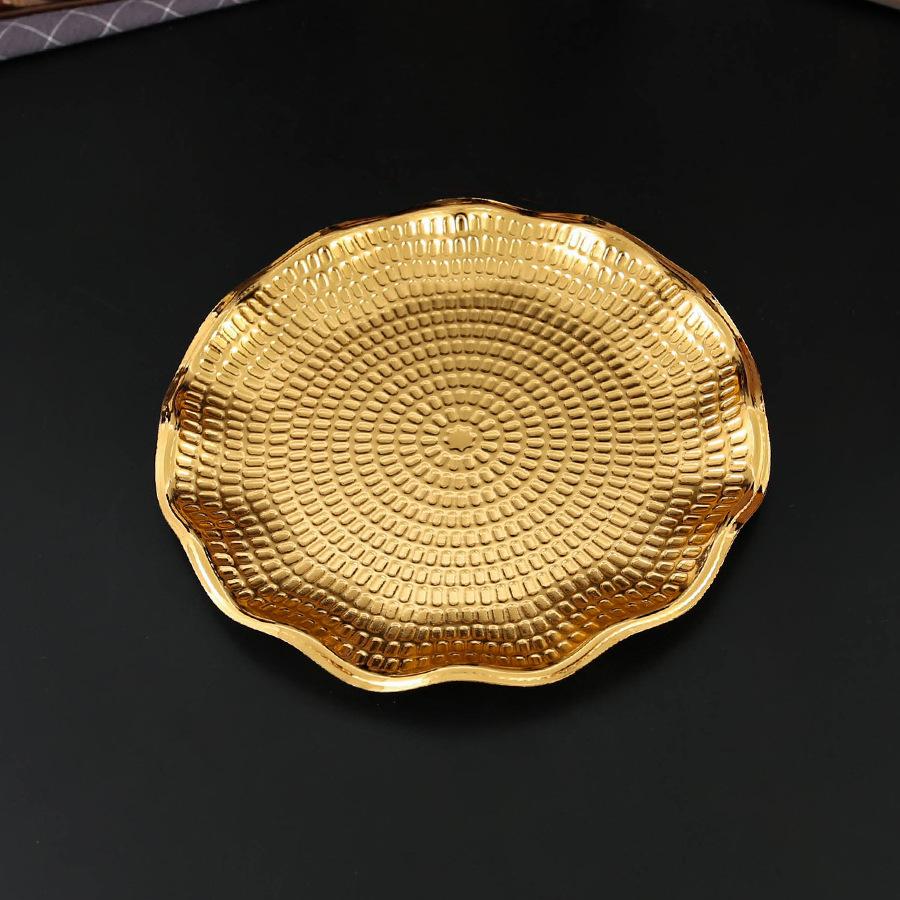 New Hammer Pattern European Round Tray, Edge Saucer, Tea Set Tray, Afternoon Tea, Cake, Fruit Snack Cake Tray