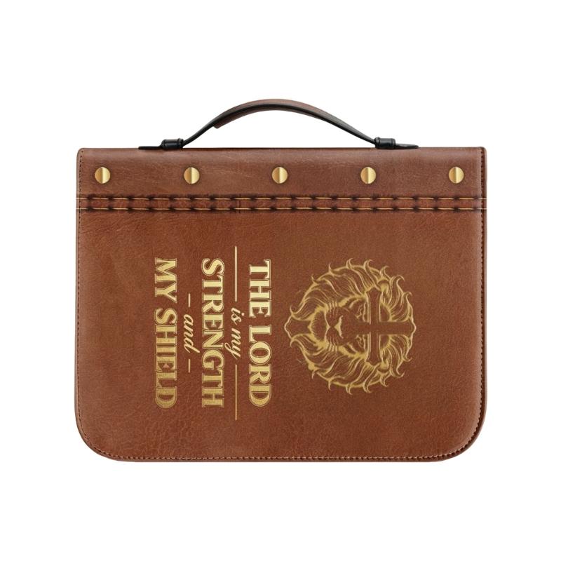 Reading Carry Bible Cover with Handle, Book Case in PU Leather Look for Church Days, Travel Use, and Shelf Storage