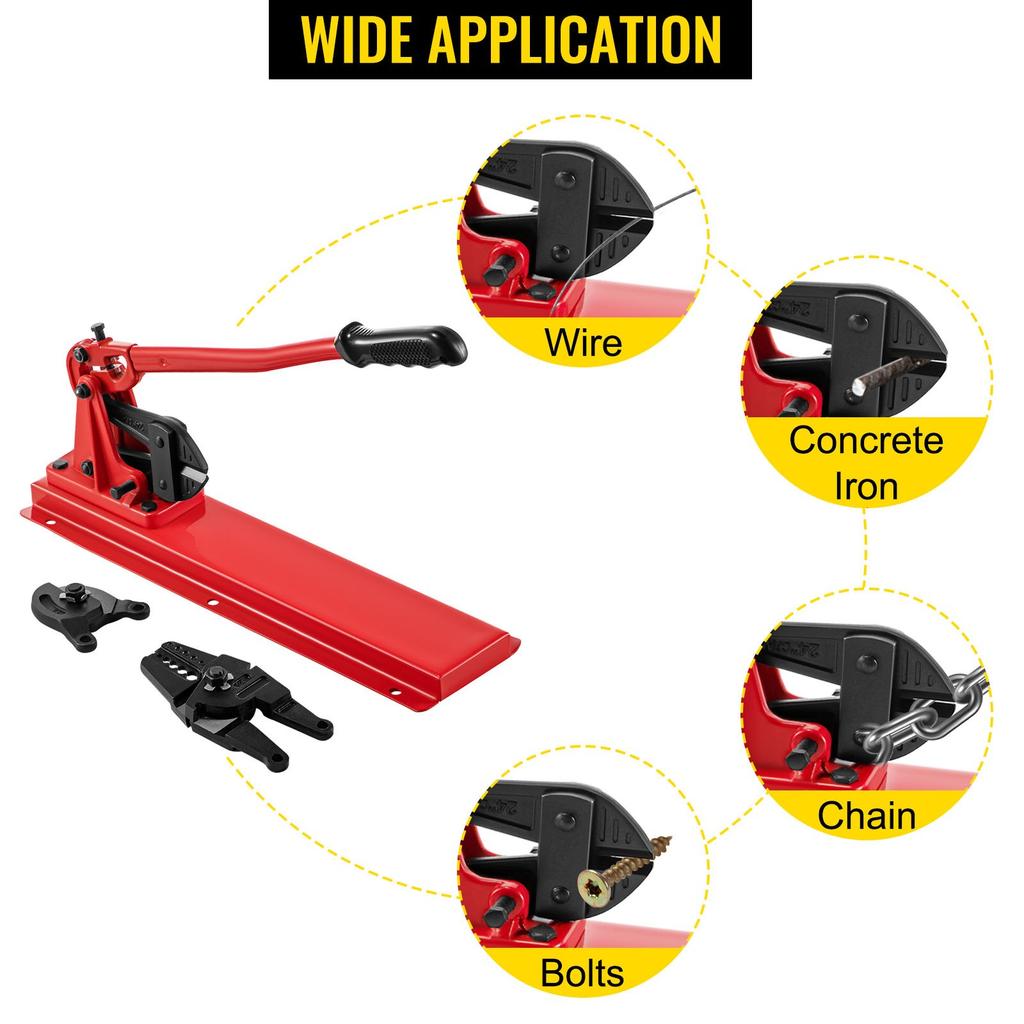 VEVOR Bench Swager Tool 24\" Wire Rope Swaging Tool with Crimper Cable Bolt Cutter Head Bench Crimper 1/16\"-3/16\" Aluminum/Copper