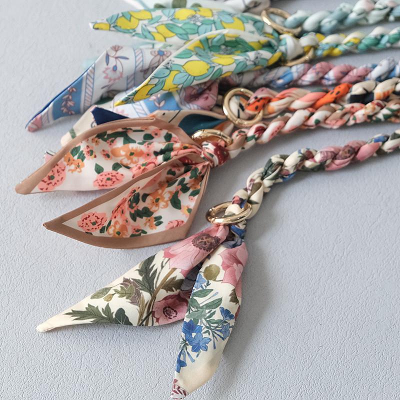 New Fashion Spring Woman Handbag Accessory Part Chains Detachable Replacement Floral Print Silk Strap Women DIY Chain Bag Handls