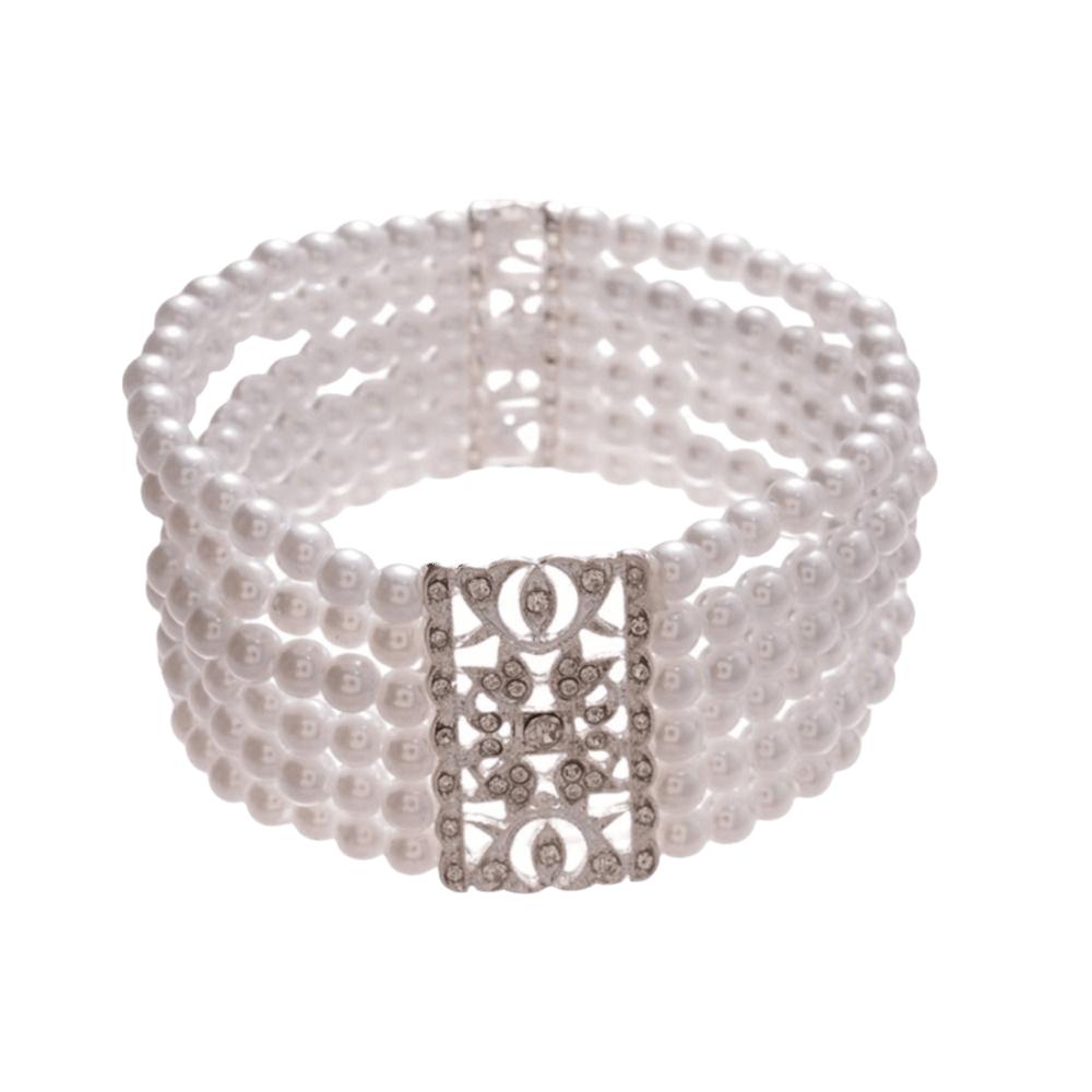 Hollow Square Pearl Bracelet Faux Pearl Pearl Hollow Bracelet Wedding Accessories