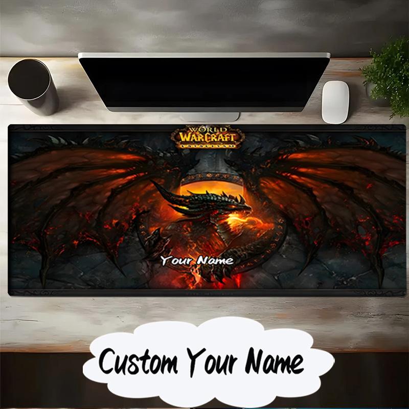 Custom Name Mouse pad Dragon's Fiery Warcraft game Mouse pad, Gaming Mouse Pad, keyboard pad, Desk Decor for computer notebook Fan Birthday Gift