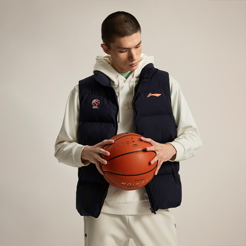 Li Ning Wygodna Casualowa Kamizelka ze Stójką Zapinana na Zamek z Nadrukiem Liter Męska Kamizelka Czarna AMMU029-1