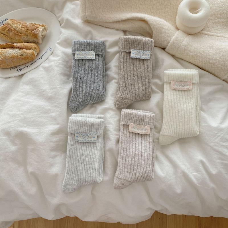 Ladies Autumn and Winter Thick Warm Flanging Cloth Label Home Sleep Tube Socks