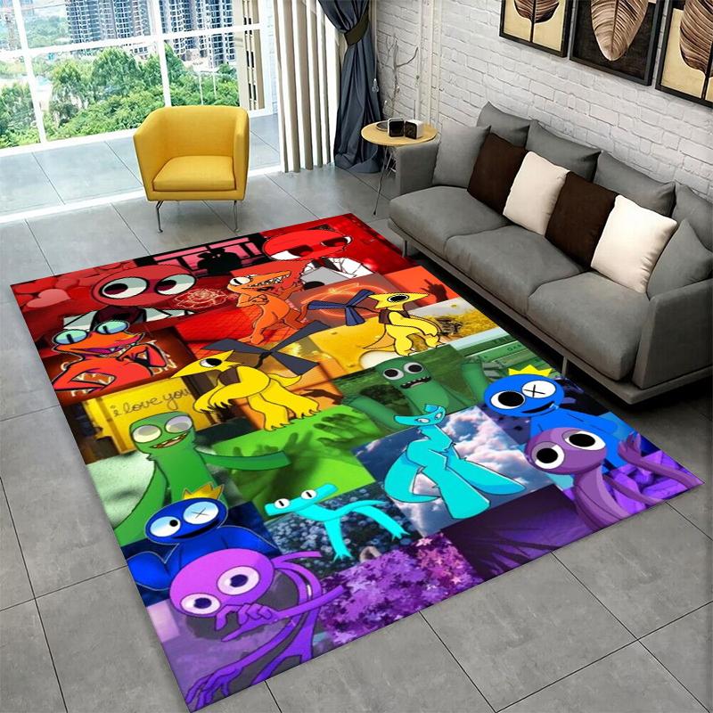 Tappeto Tappeto Gioco Cartone Animato 3D R-Rainbows Friends per Camera da Letto Soggiorno Divano Sala Giochi Zerbino Decorazione Casa, Tappeto Area Bambini Antiscivolo