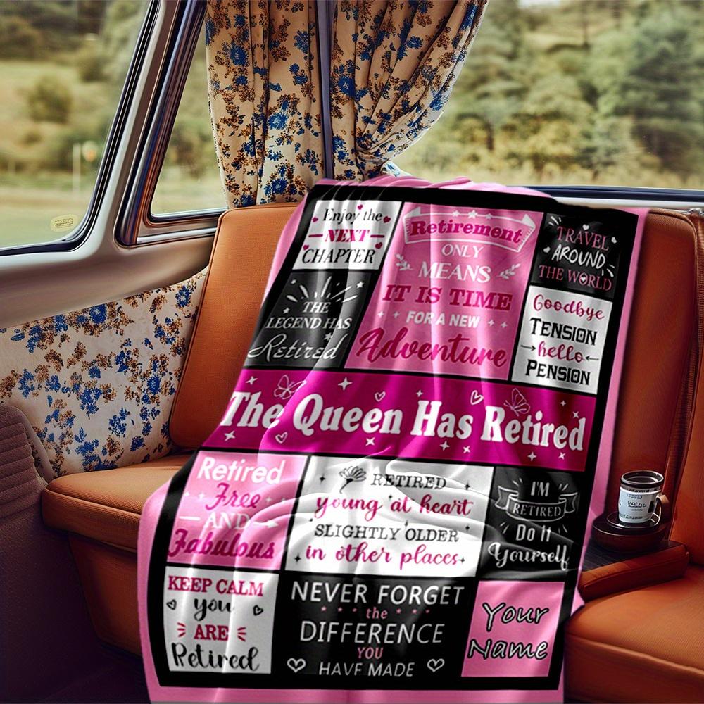 Retirement Queen Blanket Personalized Name Soft Comfortable Stylish Blanket Car Blanket Perfect For Travel Camping Outdoor Home Suitable For All