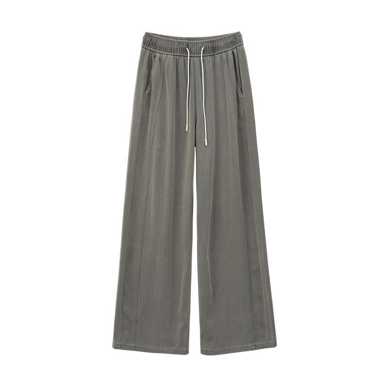 

Теннисные джинсовые брюки палаццо для женщин на лето тонкие с высокой посадкой свободные брюки из ледяного шелка для женщин на лето драпирующиеся узкие прямые брюки XL