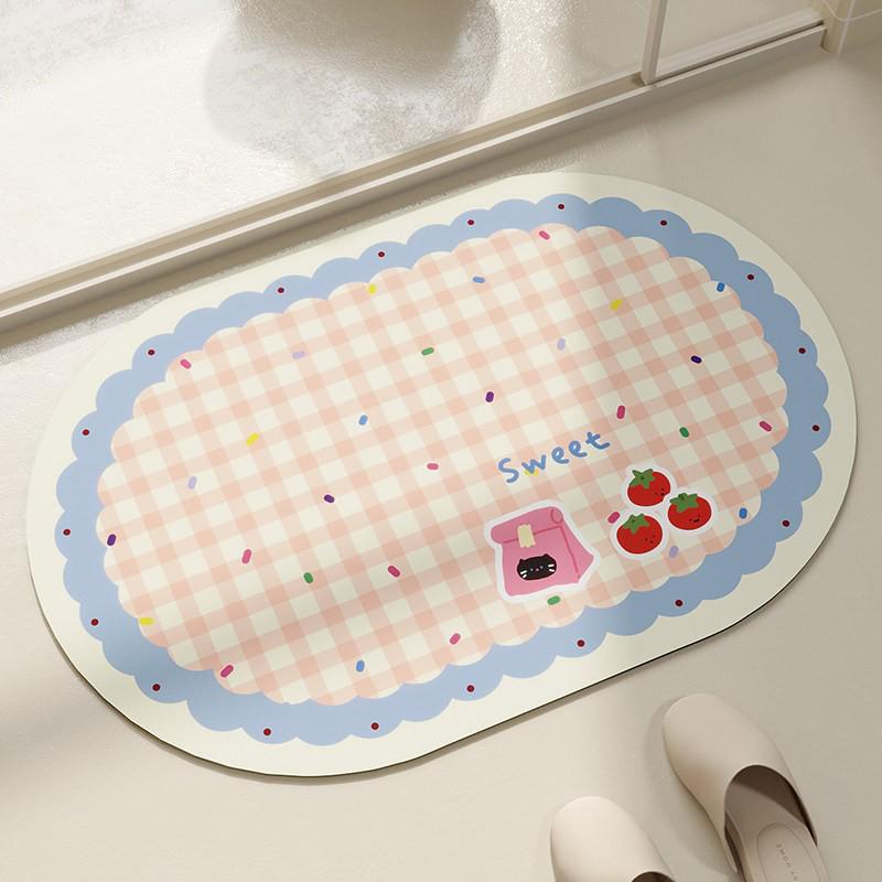 Anti-Rutsch-Badezimmertür-Matte im Cremestil - Wasserabsorbierend für den Toiletteneingang