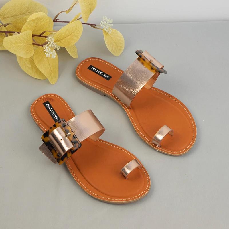 Fashion Women's Slides Summer Fashion Ladies Flat Shoes Casual Outdoor Travel Beach Woman Flip-flops Buckle Design Slippers Big Size