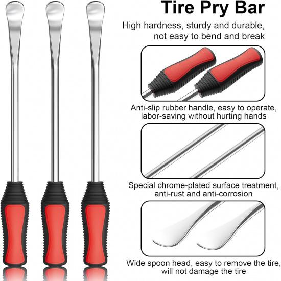 11.5" Tire Spoon Kit, 26Pcs Tire Changing Tool For Motorcycle Dirt Bike Lawn Tractor Bicycle, Motorcycle Tire Changer Tire Removal Tool With 3Pcs Rim
