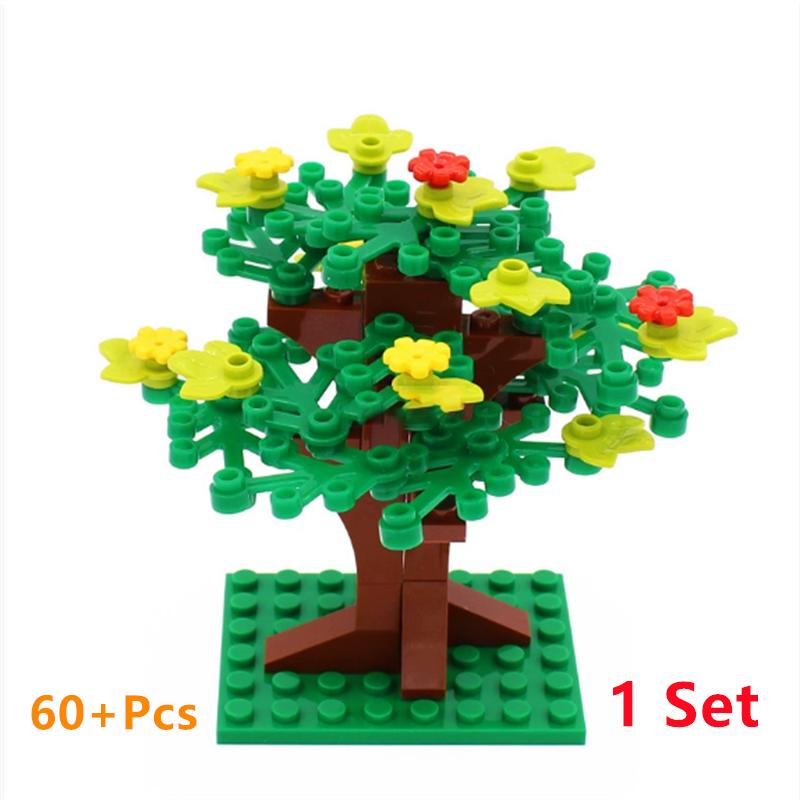 Bausteine Baum Blume Sets Stadt Pflanze Garten Bonsai Wald Natürliche Stadt Straßenansicht Park Dschungel MOC Modell Spielzeug Für Kinder