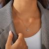 Fashion Sweet Wind Inlaid Zircon Color Necklace Stainless Steel Gold-Plated Light Luxury Versatile Collarbone Chain