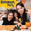 12Pcs Mini Witch Hat And Broom Crafts Halloween Party Decorations Reusable Black Hats Festive Home Party Ornaments