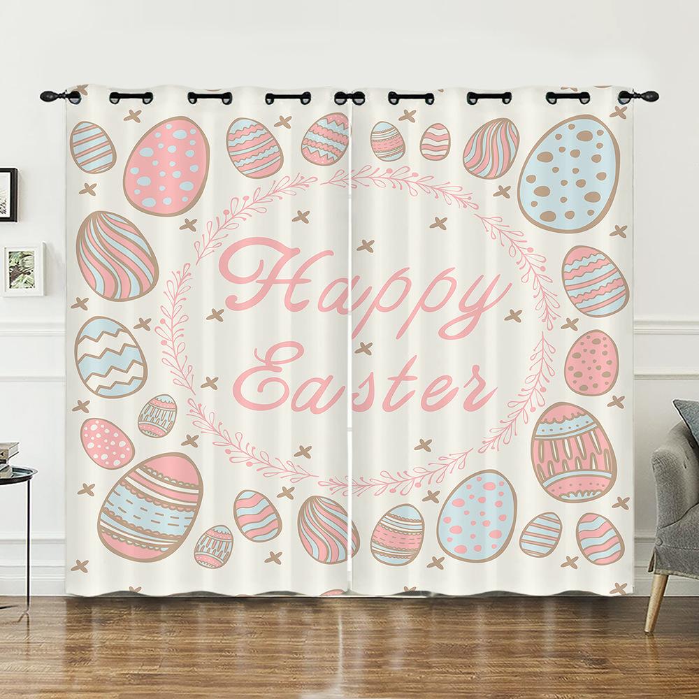 Curtains Animal Rabbit Egg Easter Curtain Digital Printing Blackout Curtain No Punching
