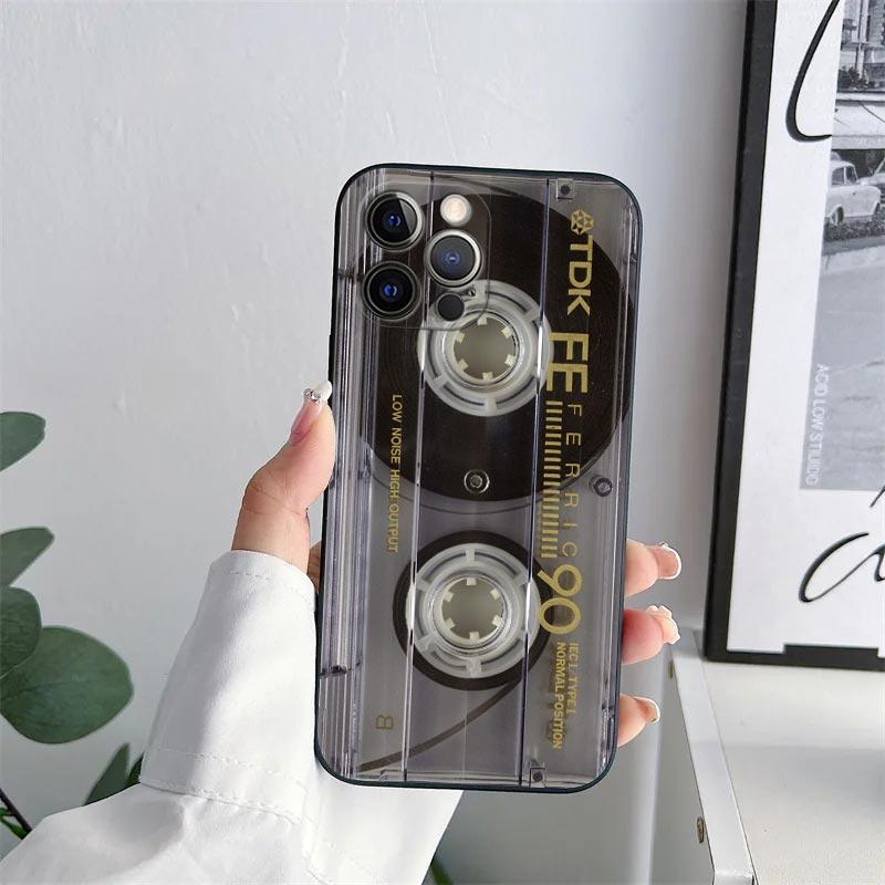 Vintage Music Tapes Cassette Phone Case for iPhone 11 15 Pro Max Case Coque 14 Plus 13 Pro 12 X XS XR 7 8 SE 2020 TPU Soft Cover