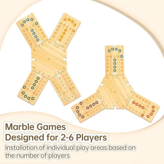 Marble Board Game Kit Eco-friendly Compact Portable Easy to Use Classic Strategy Wooden Board Game Entertainment Tool