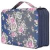 Pencil Case Rose Printed Multi Layer Zipper 252 Slots Portable Pen Holder Storage Pocket(Blue Background Rose ) 25-26s
