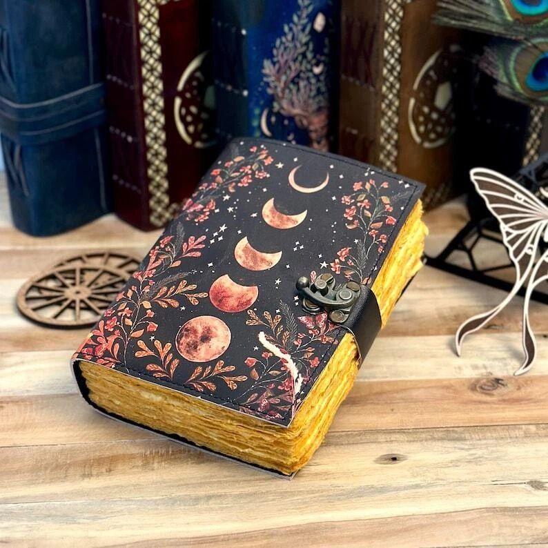 Moon Phase Vintage Leather Journal for Men & Women Leather Sketchbook