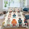 Robot Duvet Cover Set Kids Boys Watercolor Robot Bedding Set Modern Cartoon Super Robot Pattern King Size 2/3pcs Bedding Set