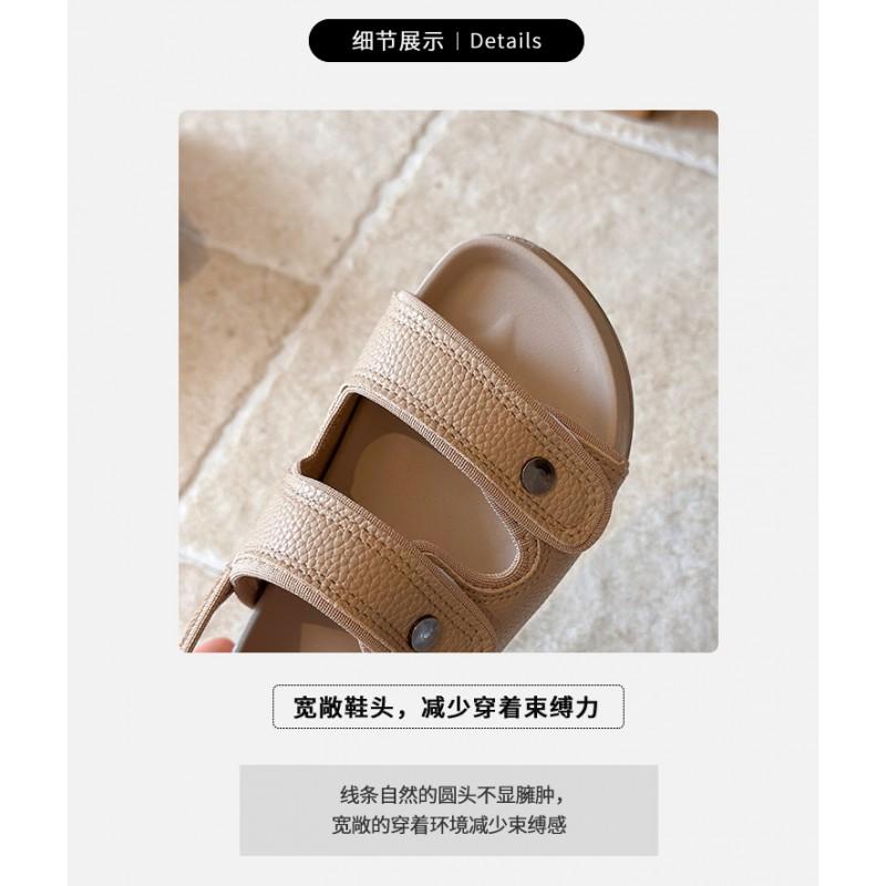Kids Buckle Sandals Girls Boys Open-Toe Casual Beach Shoes Soft Sole Round Toe Adjustable Strap