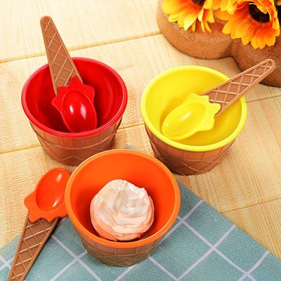 1Set New Kids Ice Cream Bowl Spoon Set Durable Children Gifts Lovely Dessert Bowl DIY Ice Cream Tools Icecream Bowl+spoon