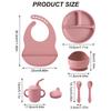Color Kids 6PCS Silicone Feeding Set Divided Plates Sippy Cup Training Eating Cutlery Strong Suction Bowl BPA Free Tableware set