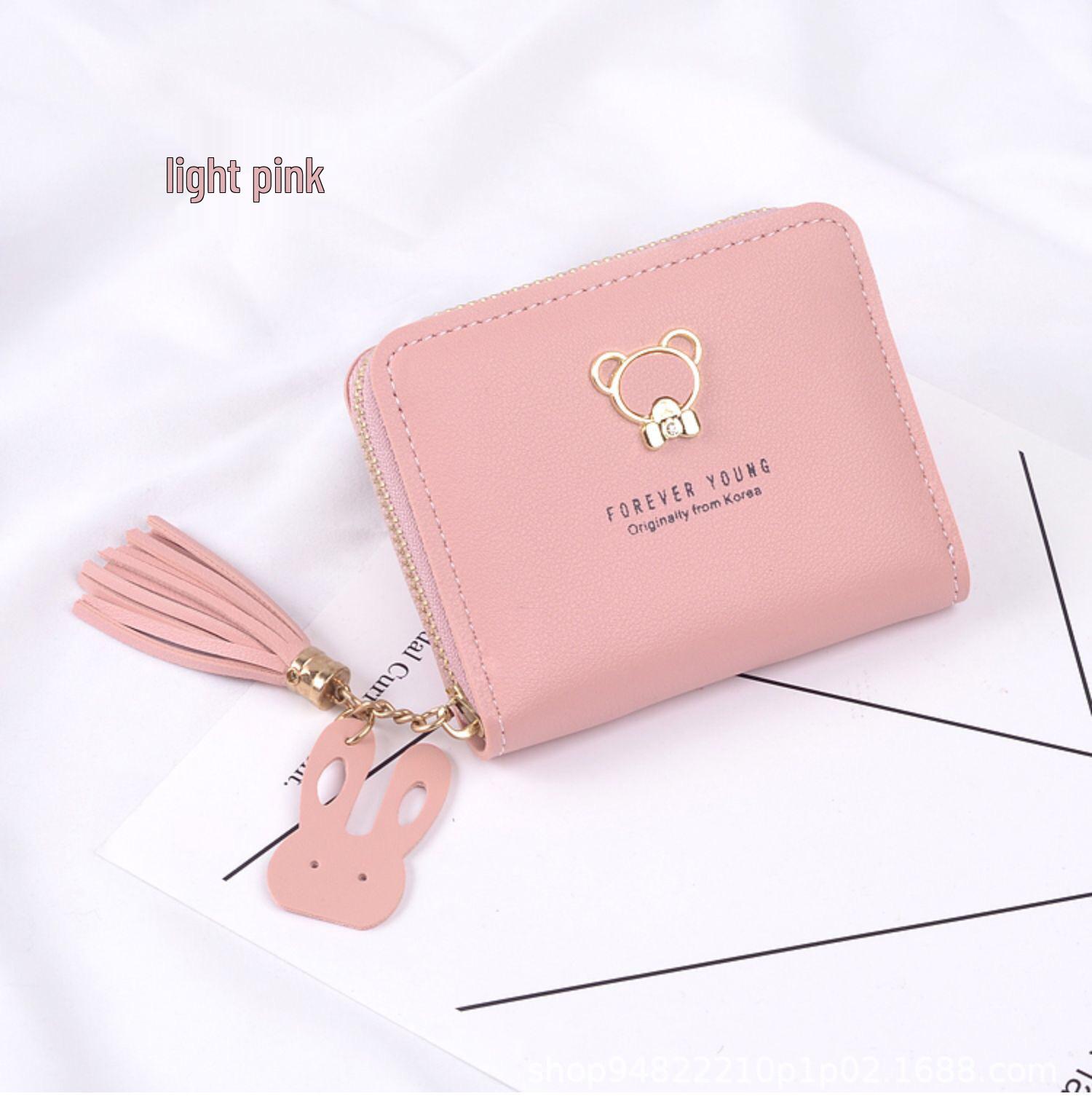 

Korean Style Women s Cute Zipper Coin Purse and Card Holder светло-розовый