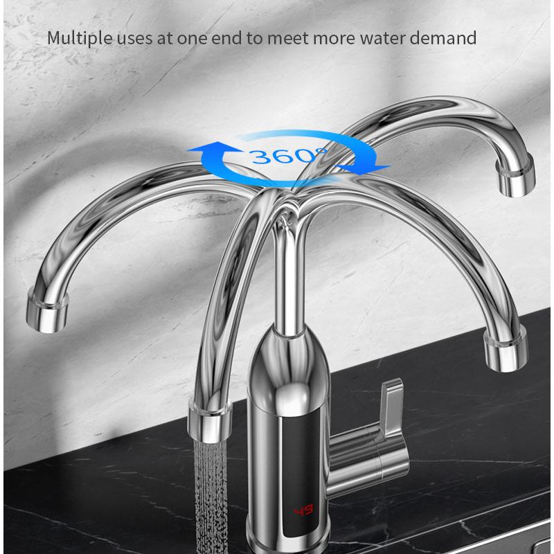 3000W Electric Water Heater Kitchen Faucet Instant Hot Water Heater Faucet Hot Cold Water Dual-Use LCD Display Instant Heating