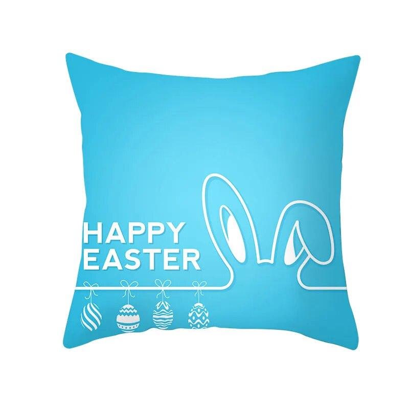 Dekorativer Kissenbezug mit Ostern-Motiv, Cartoon-Häschen-Ei-Druck, Pfirsichhaut-Kissenbezug, Sofakissenbezug, Schlafzimmerzimmer, Heimdekoration