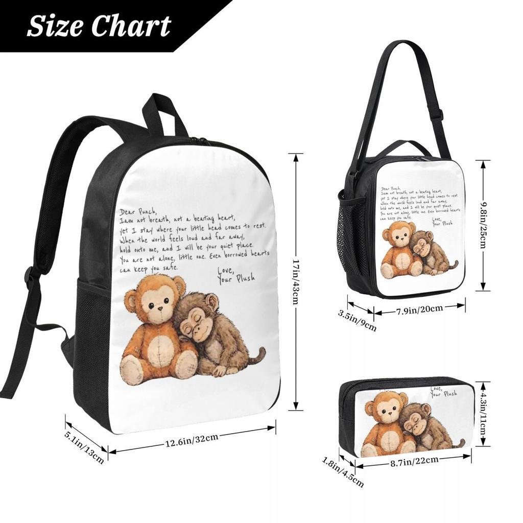 Schlag den Affen hart mit der Faust Kinderrucksack Brotdose Federmäppchen für Jungen Mädchen Rucksäcke Schultasche Schulranzen Set