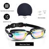 Professional Adult Racing Swim Set: Anti-Fog Silicone Goggles with Plated Waterproof Glasses