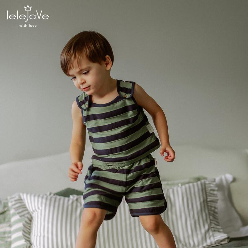 LELE JOVE Kids 3D Textured Striped Cotton Colorblock Shorts 130