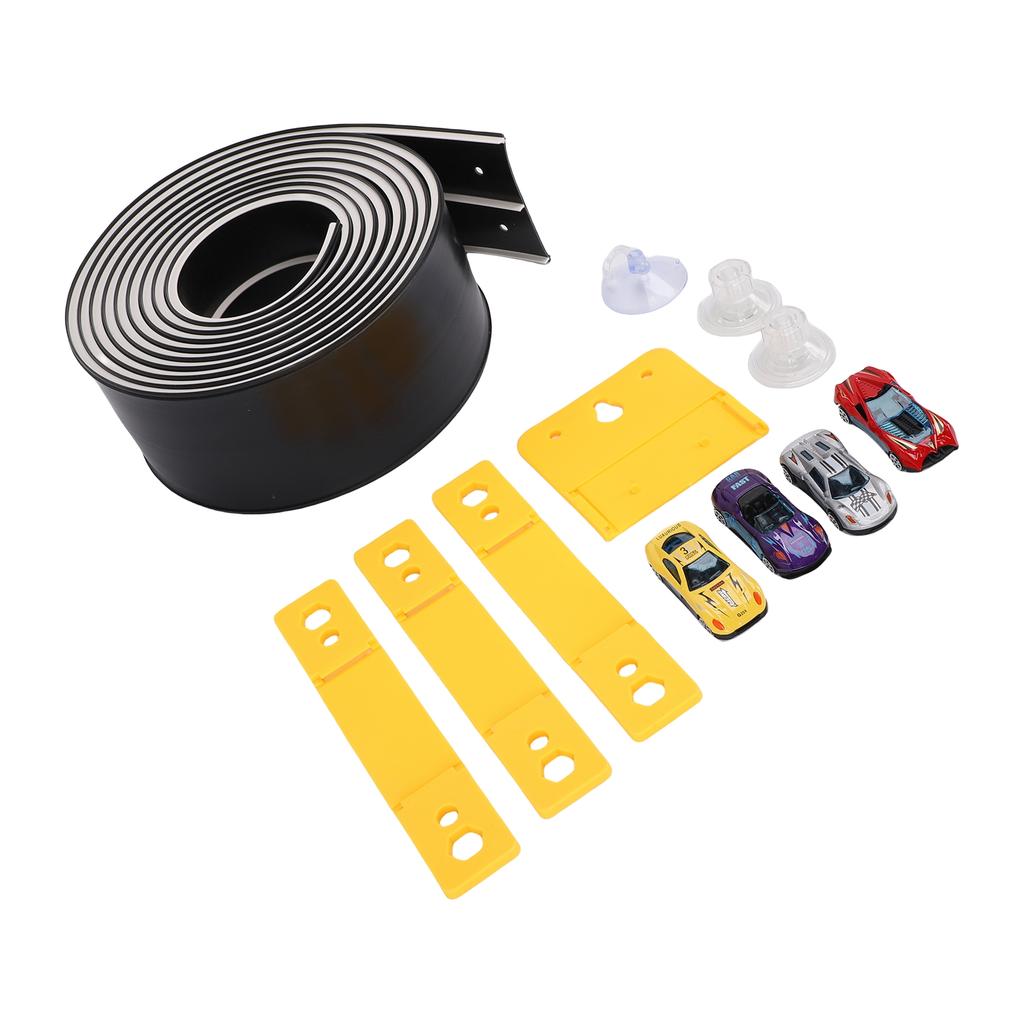 ible Race Car Track Rolls Up Portable   Track Racetrack Toy with 4 Cars for 3 To 10 Years Old Boys