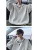 Men's Fleece-Lined Cotton Hoodie, Round Neck, Loose Fit, Plus Size, Spring & Autumn Layer, Trendy Winter Wear.