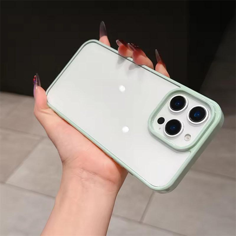 Luxury Candy Color Transparent Phone Case For iPhone17 11 12 13 14 15 16E 17Air Pro Max Plus Clear Acrylic Bumper Back Cases Cover