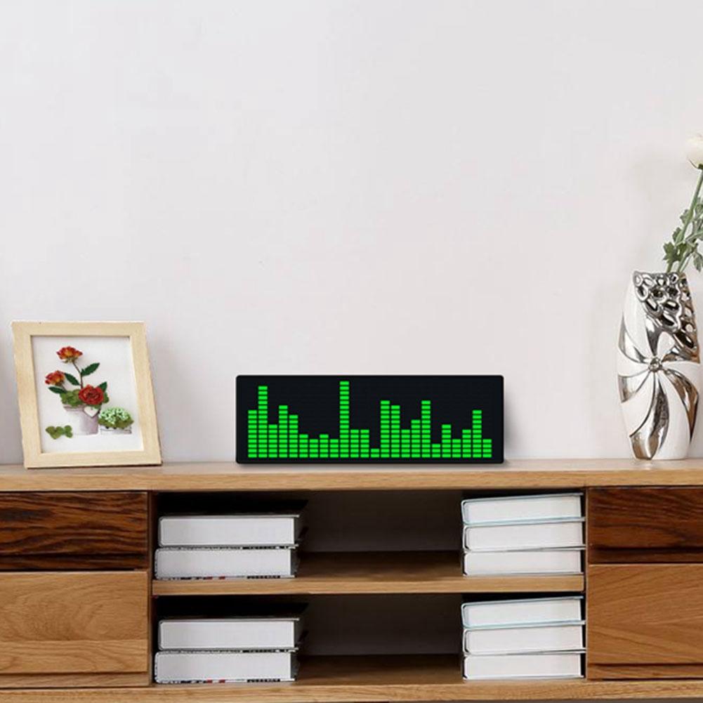 AA58 LED Music Spectrum Rhythm Lights Voice Sensor 1624 RGB Atmosphere Level Indicator with Clock Display(Wire Control)